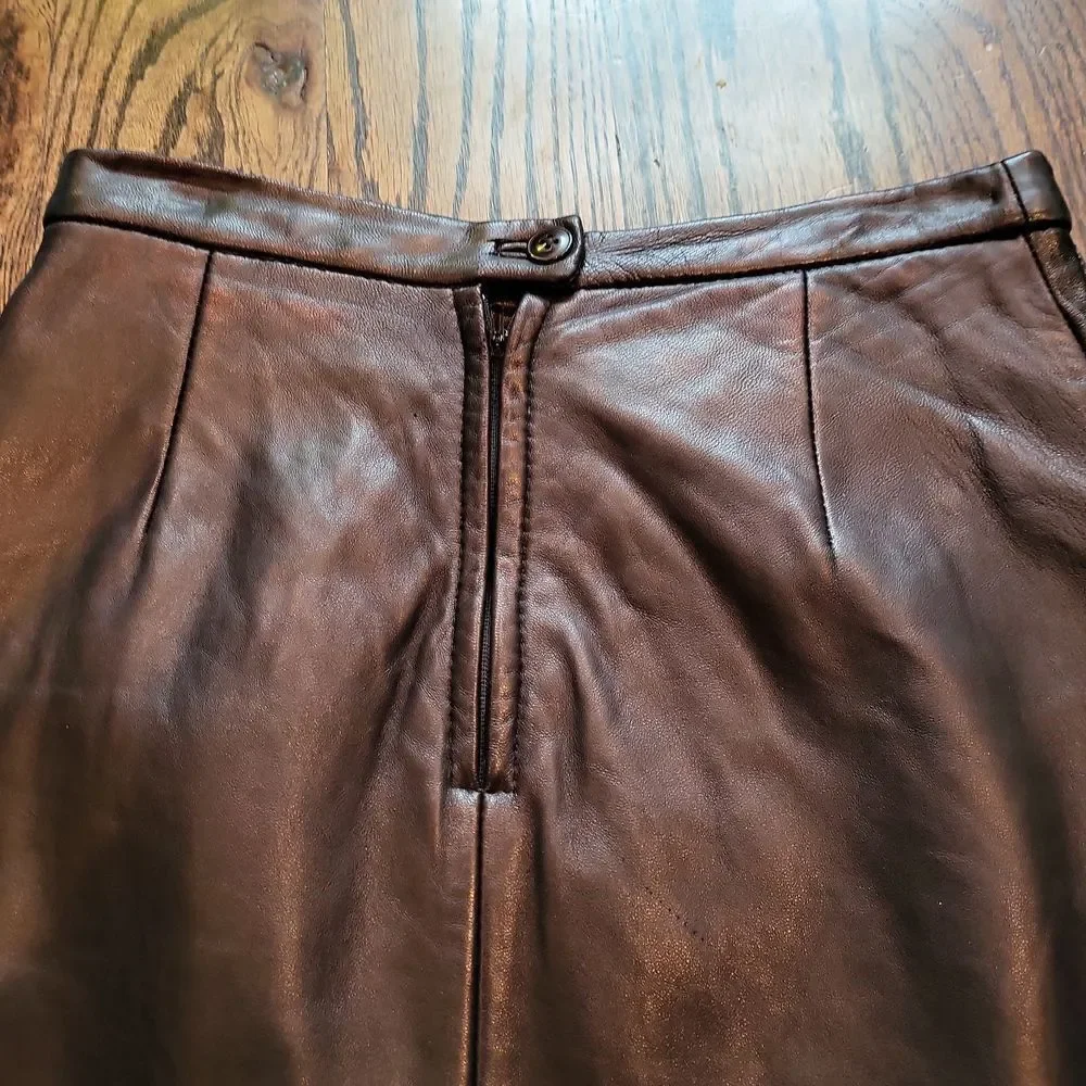 Black North Beach Leather Skirt Size 4 - Picture 3 of 4